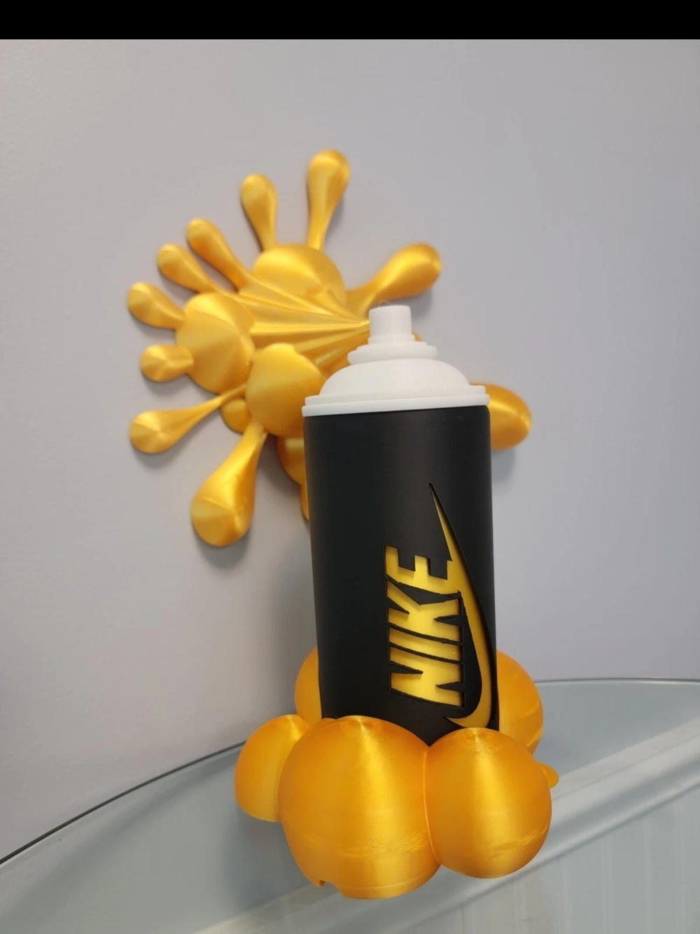 Nike Black & Metallic Gold Spray Can Decorative Bottle Lamp Deco Pop Art Trendin